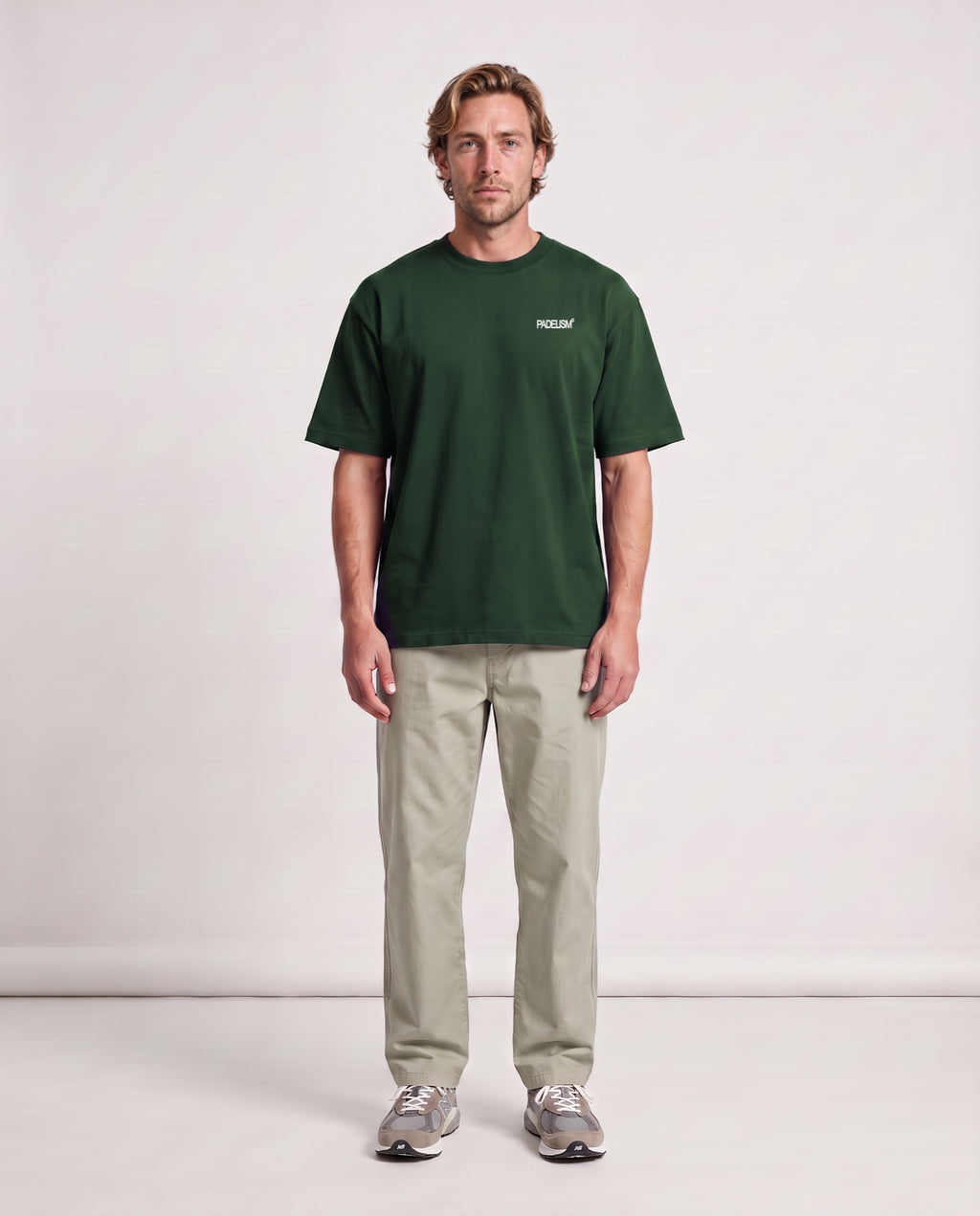 Bagel Boyz - Heavyweight T-shirt in Blackish Green, worn on model, man, front