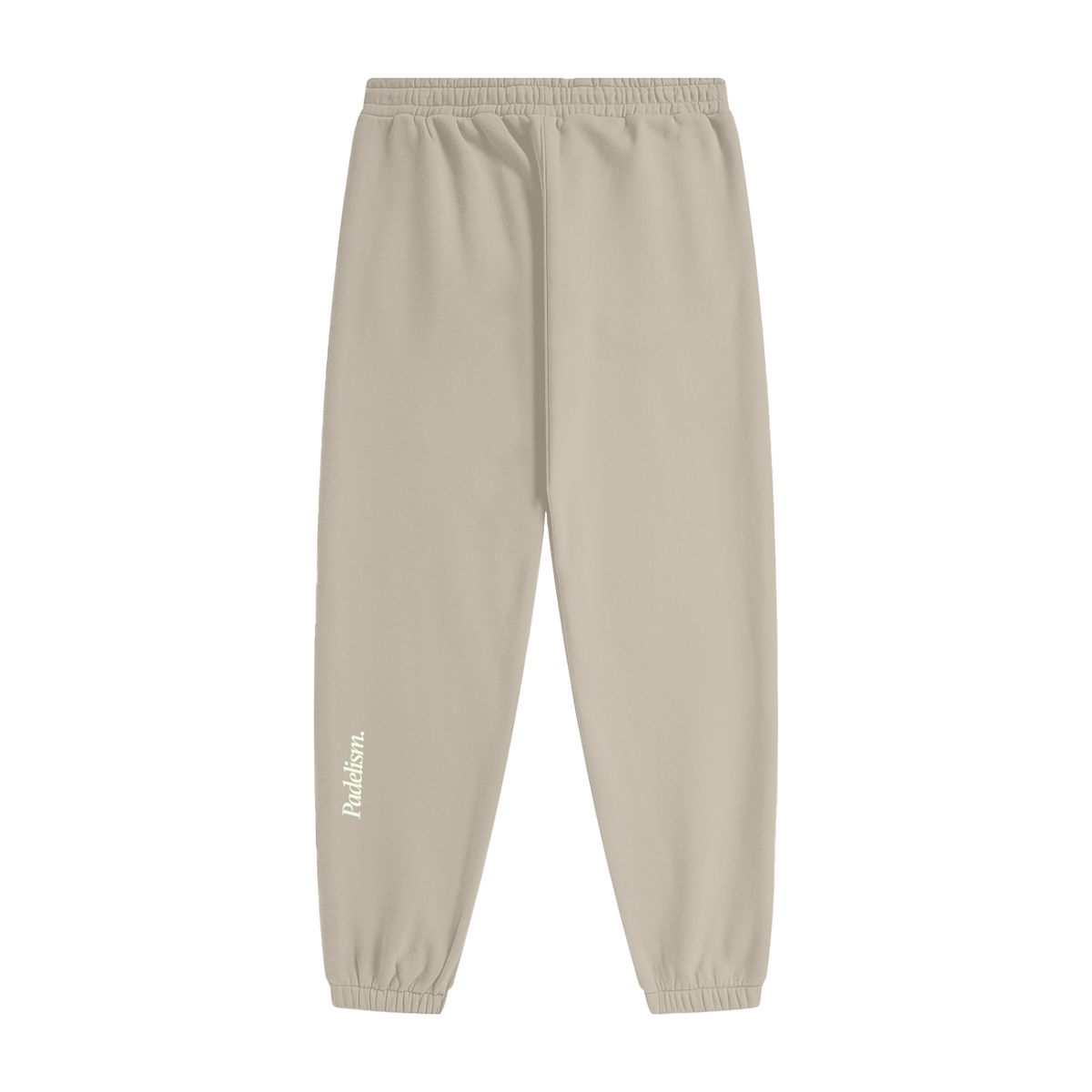 Padelism Heavyweight Fleece Joggers in Gray Apricot, flat lay, 100% cotton padel joggers designed in London