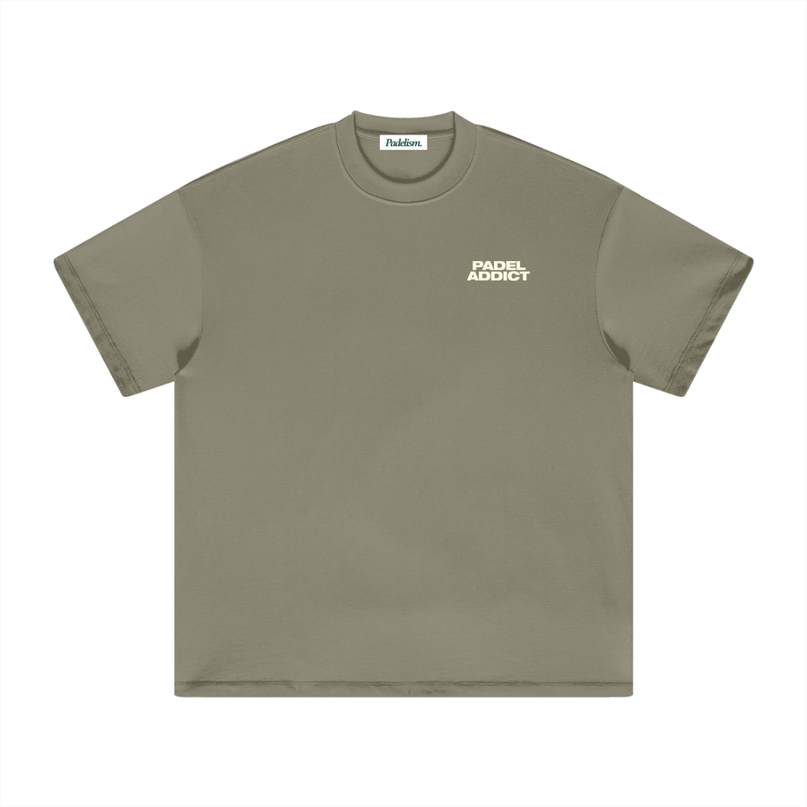 Padel Addict - Heavyweight T-Shirt in Gray Green — 100% cotton padel t-shirt designed in London