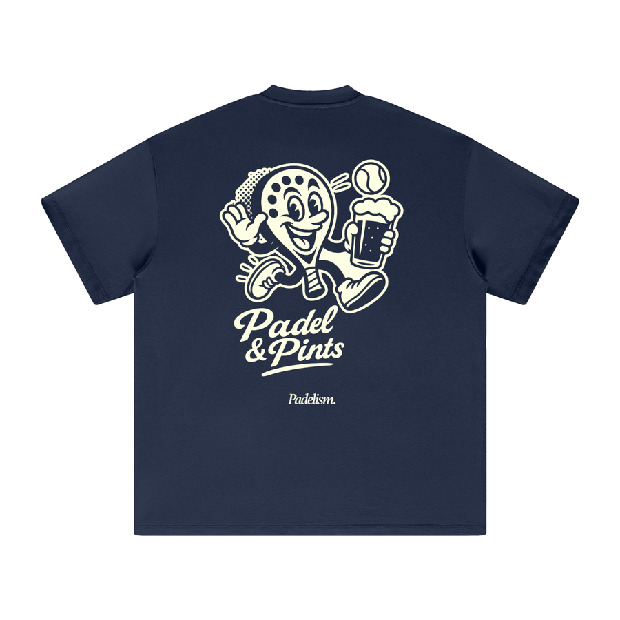 Padel & Pints - Heavyweight T-Shirt — 100% cotton padel t-shirt designed in London