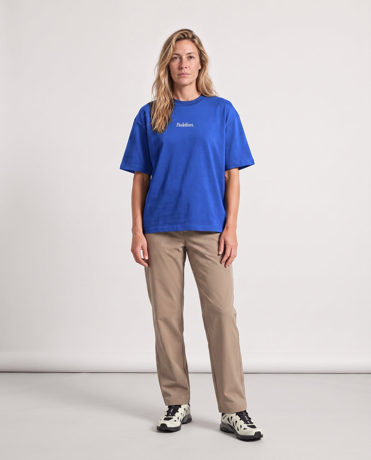 Classic CC - Heavyweight T-shirt in Royal Blue, worn on model, woman, front