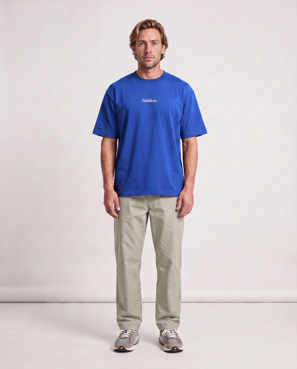 Classic CC - Heavyweight T-shirt in Royal Blue, worn on model, man, front