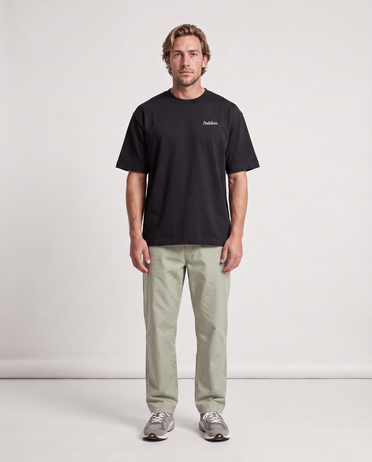 Classic LC - Heavyweight T-shirt in Black, worn on model, man, front