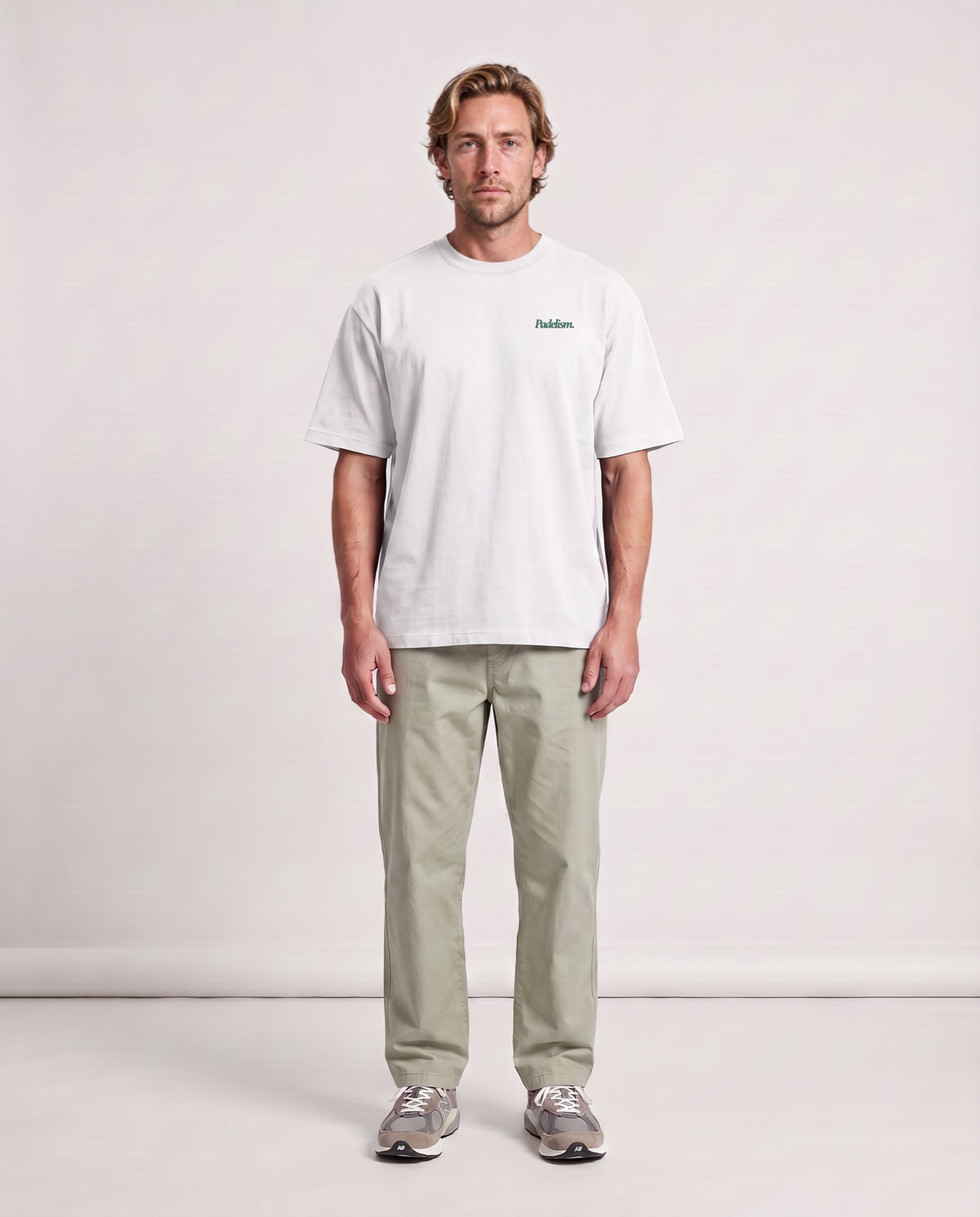 Classic LC - Heavyweight T-shirt in White, worn on model, man, front