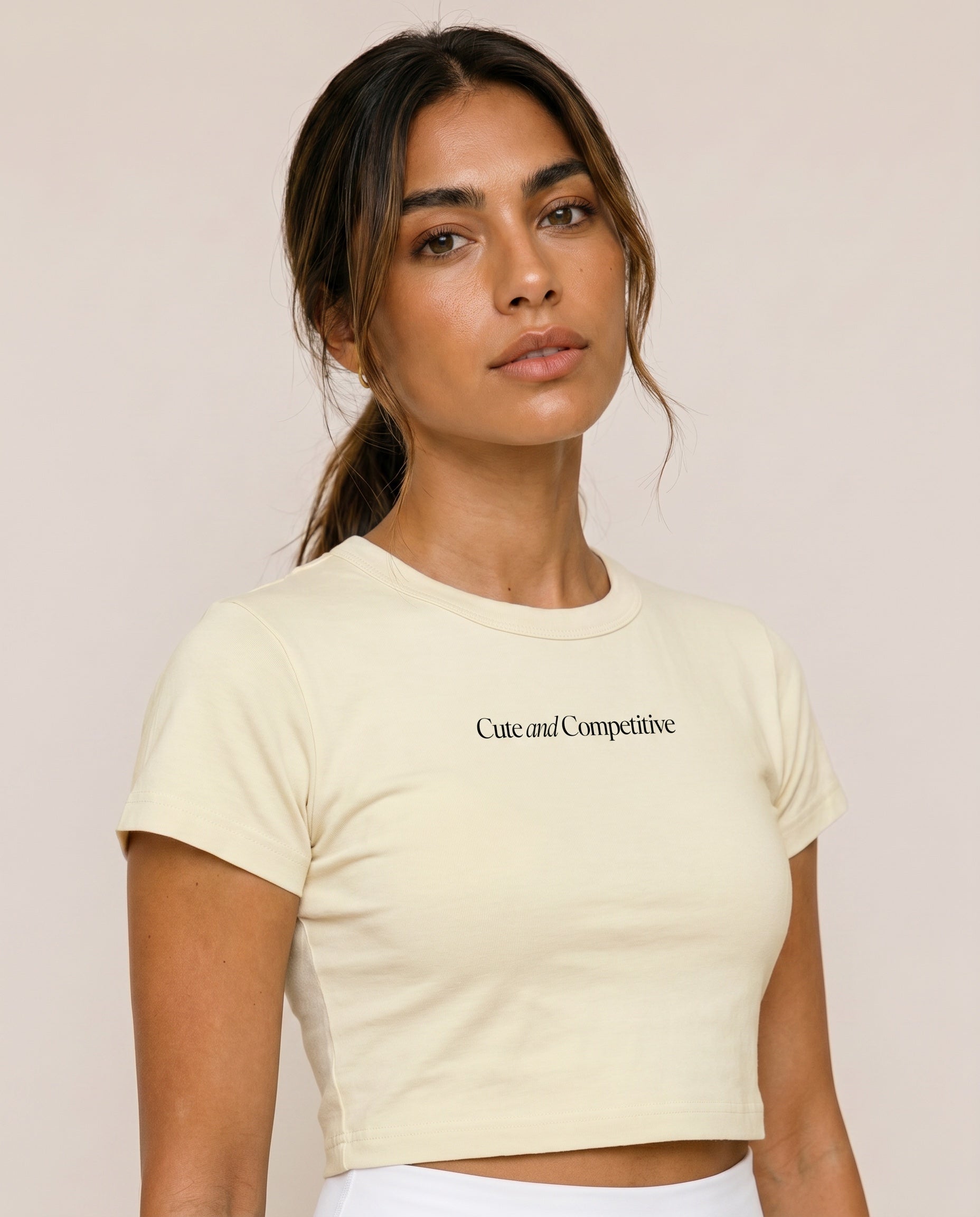 Cute and Competitive Cropped T-Shirt - Apricot