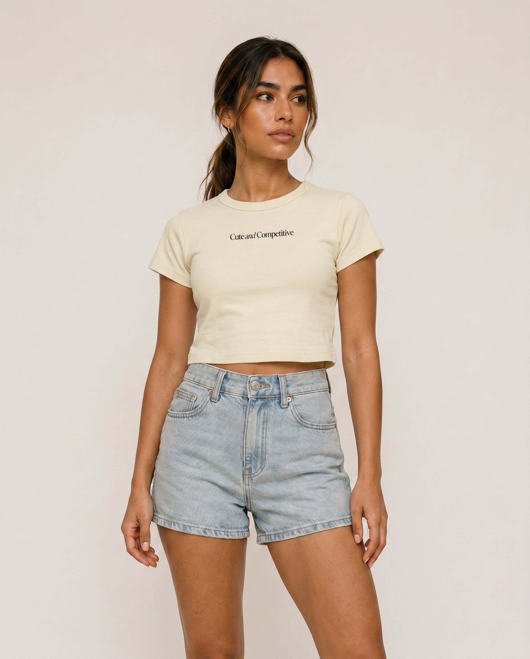 Cute and Competitive Cropped T-Shirt - Apricot