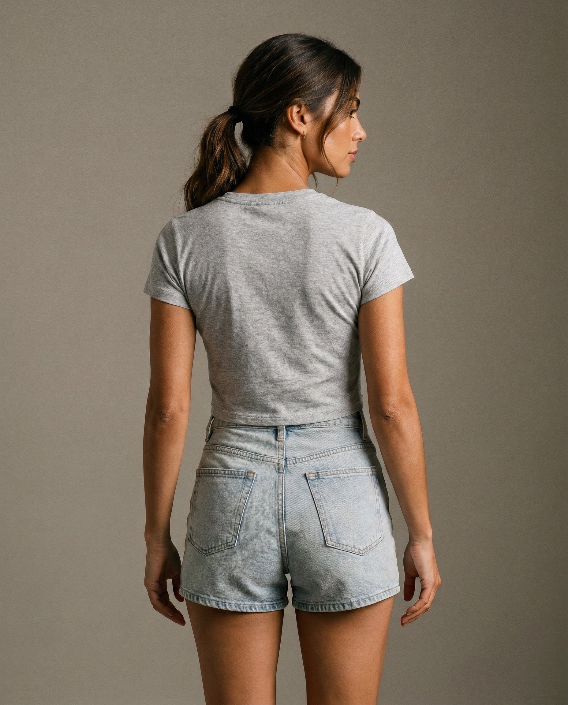 Cute and Competitive Cropped T-Shirt - Flower Gray