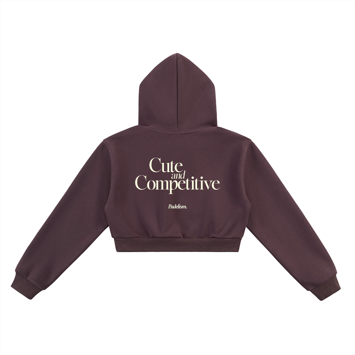 Cute and Competitive Cropped Hoodie - Dark Reddish Purple