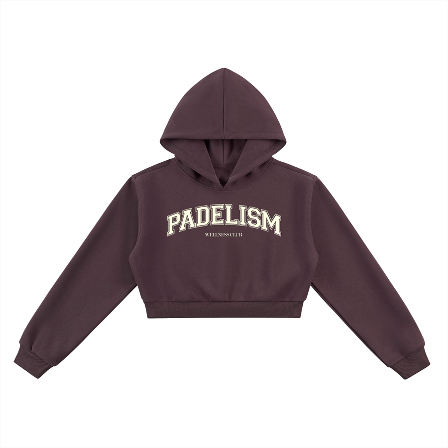 Padelism Wellness Club Cropped Hoodie - Dark Reddish Purple
