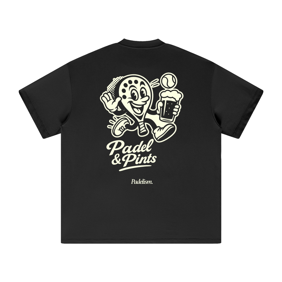 Padel & Pints - Heavyweight T-Shirt — 100% cotton padel t-shirt designed in London