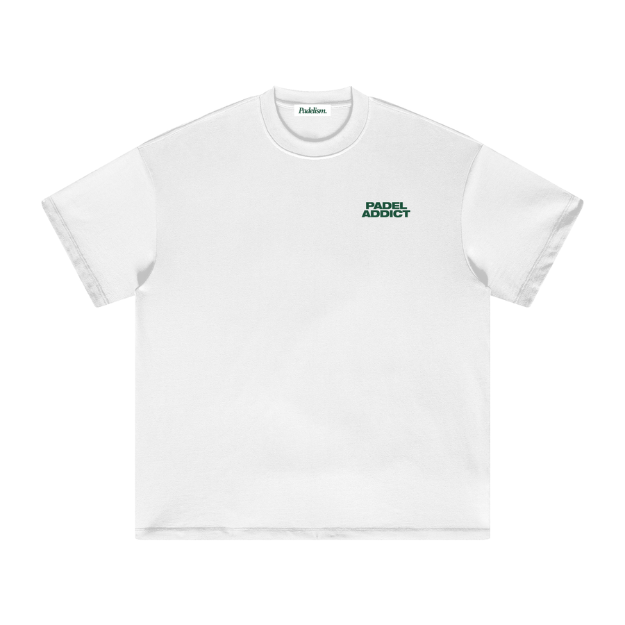Padel Addict - Heavyweight T-Shirt in White — 100% cotton padel t-shirt designed in London