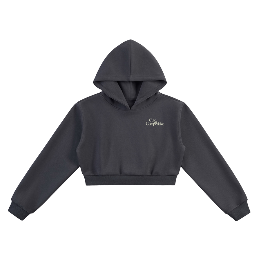 Cute and Competitive Cropped Hoodie - Charcoal Gray