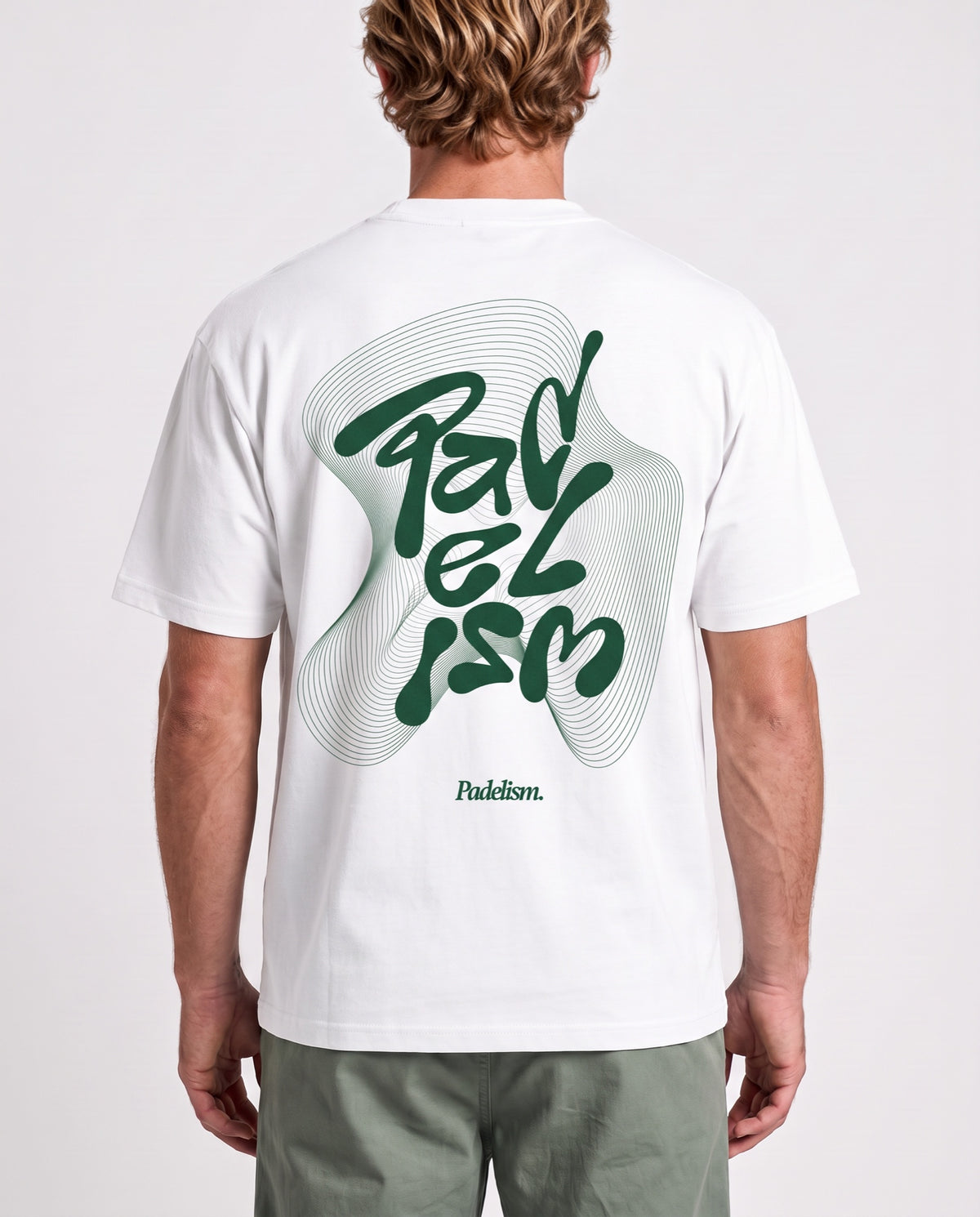 Flow - Heavyweight T-Shirt in White, worn on model, man, back close