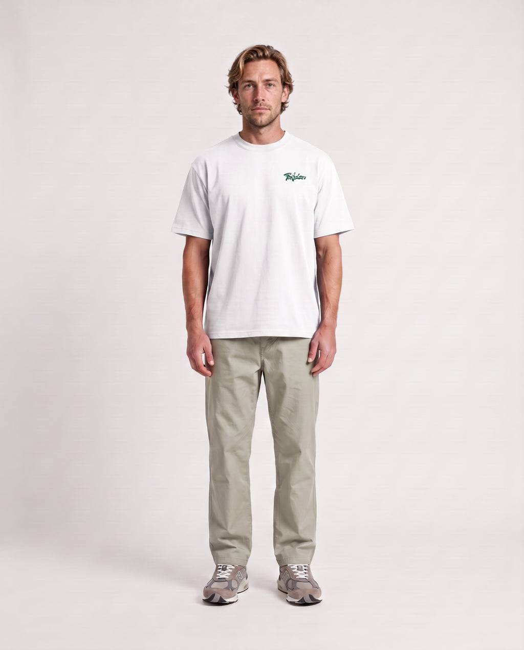 Flow - Heavyweight T-Shirt in White, worn on model, man, front
