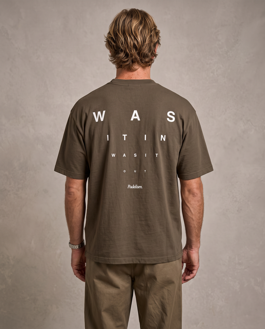 Focus Heavyweight T-shirt in Brown — male back print detail