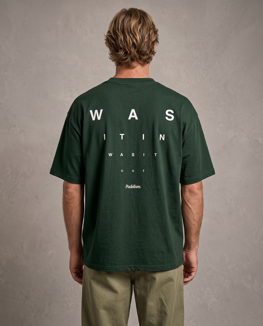 Focus Heavyweight T-shirt in Blackish Green — male back print detail