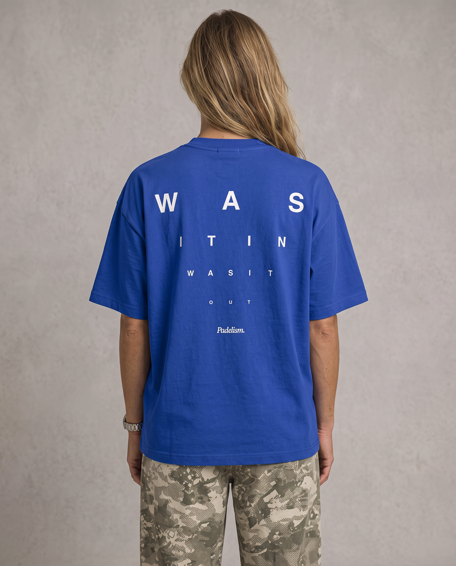 Focus Heavyweight T-shirt in Colorful Blue — female back print detail