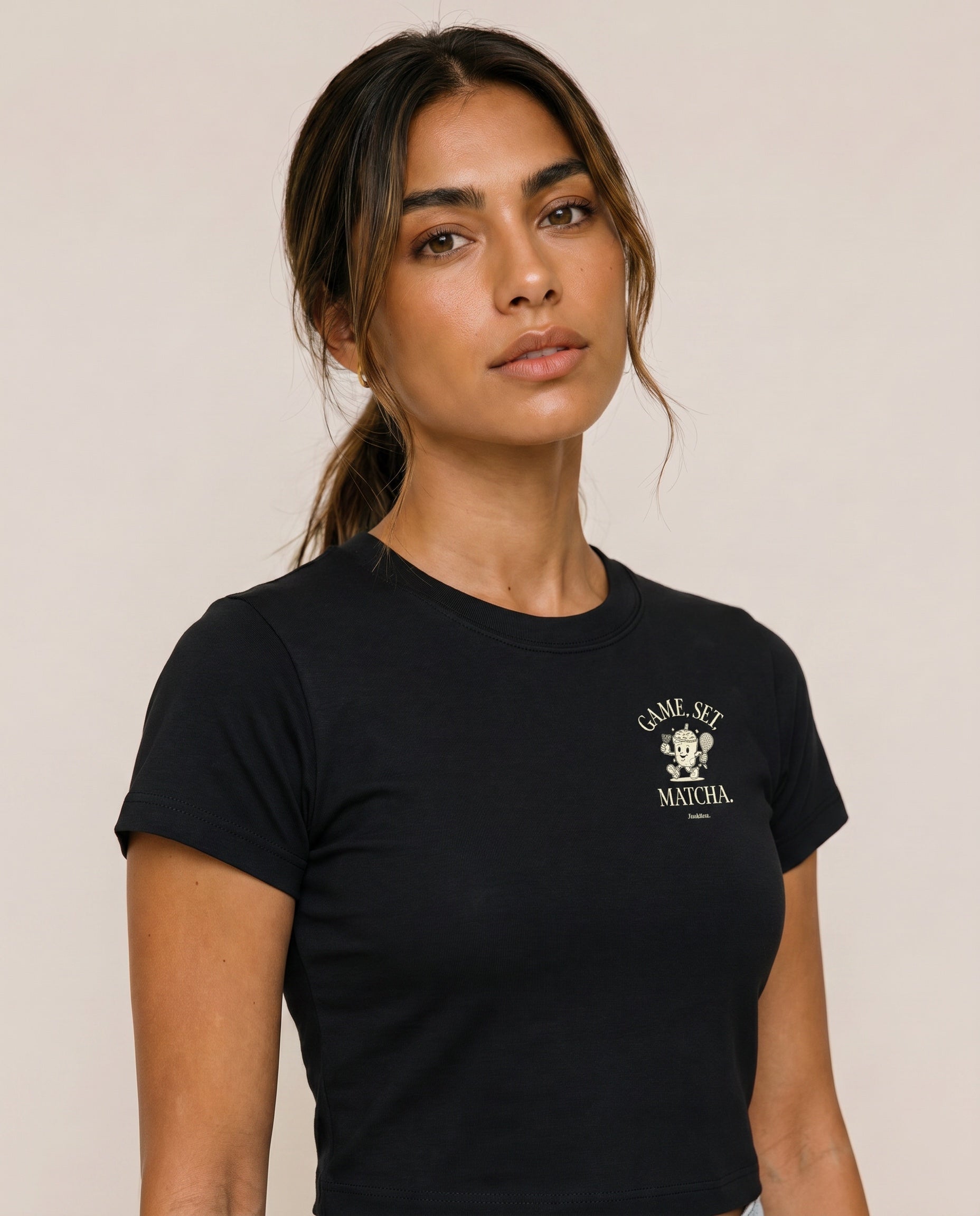 Game, Set, Matcha Crewneck T-Shirt - Black