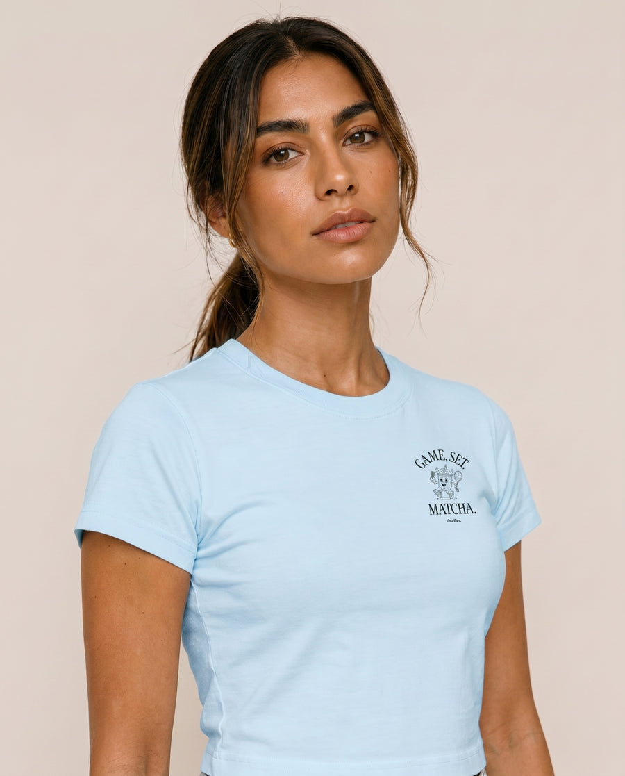 Game, Set, Matcha Crewneck T-Shirt - Blue