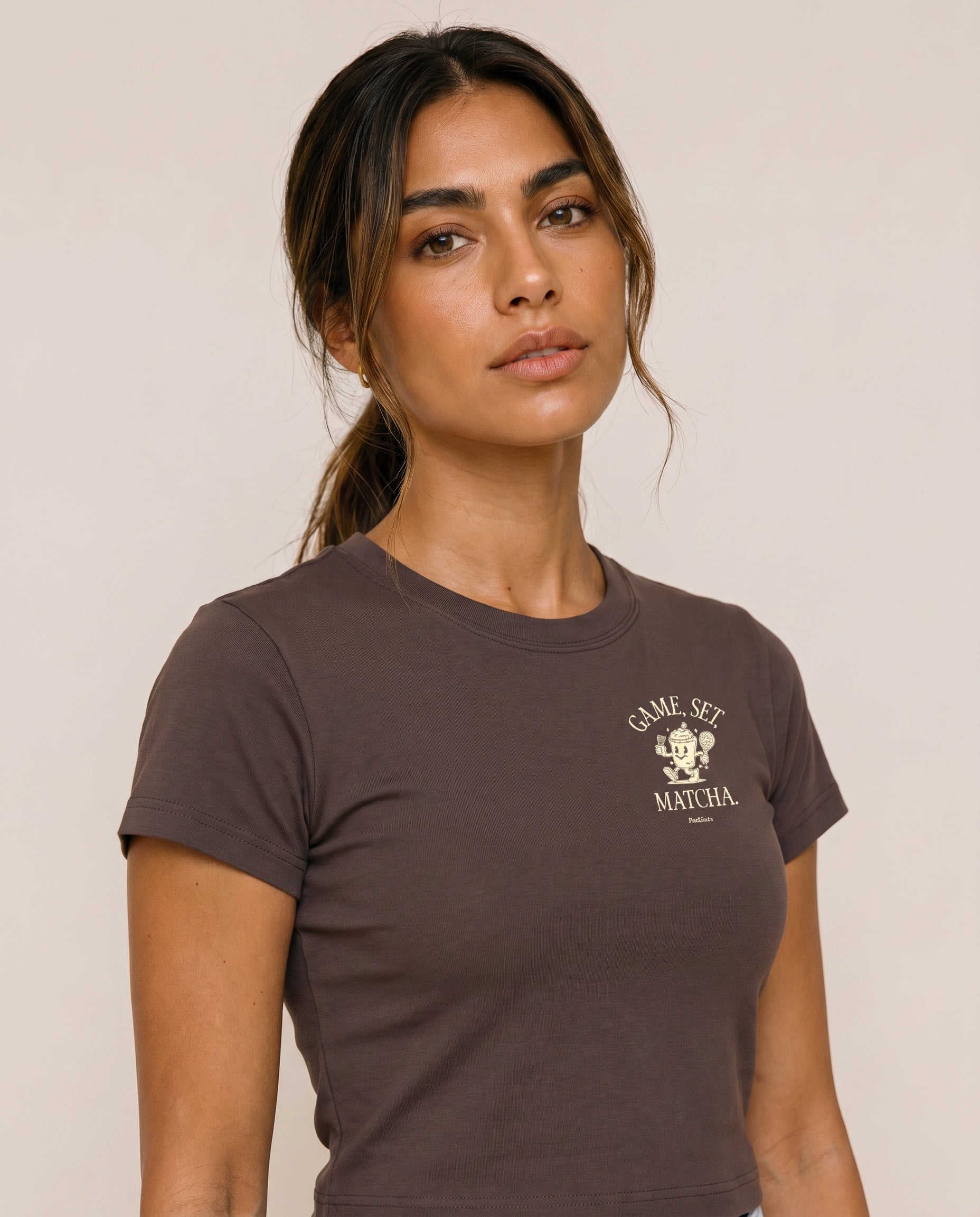 Game, Set, Matcha Crewneck T-Shirt - Brown