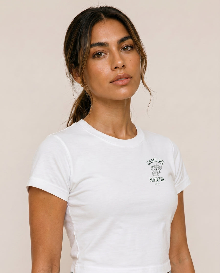 Game, Set, Matcha Crewneck T-Shirt - White