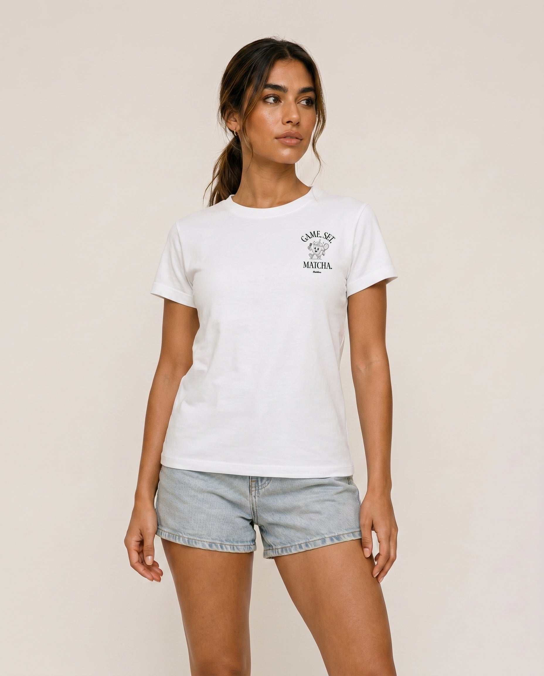 Game, Set, Matcha Crewneck T-Shirt - White