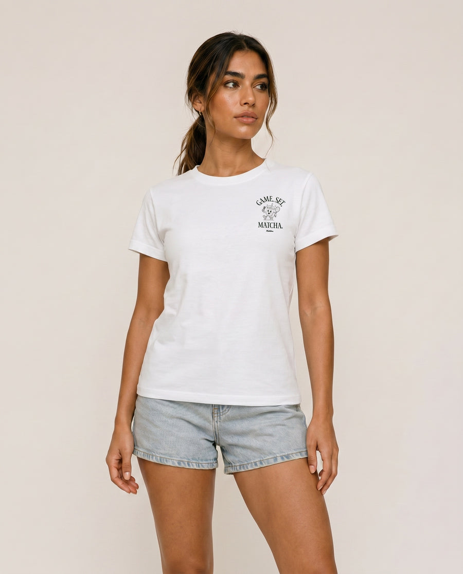 Game, Set, Matcha Crewneck T-Shirt - White