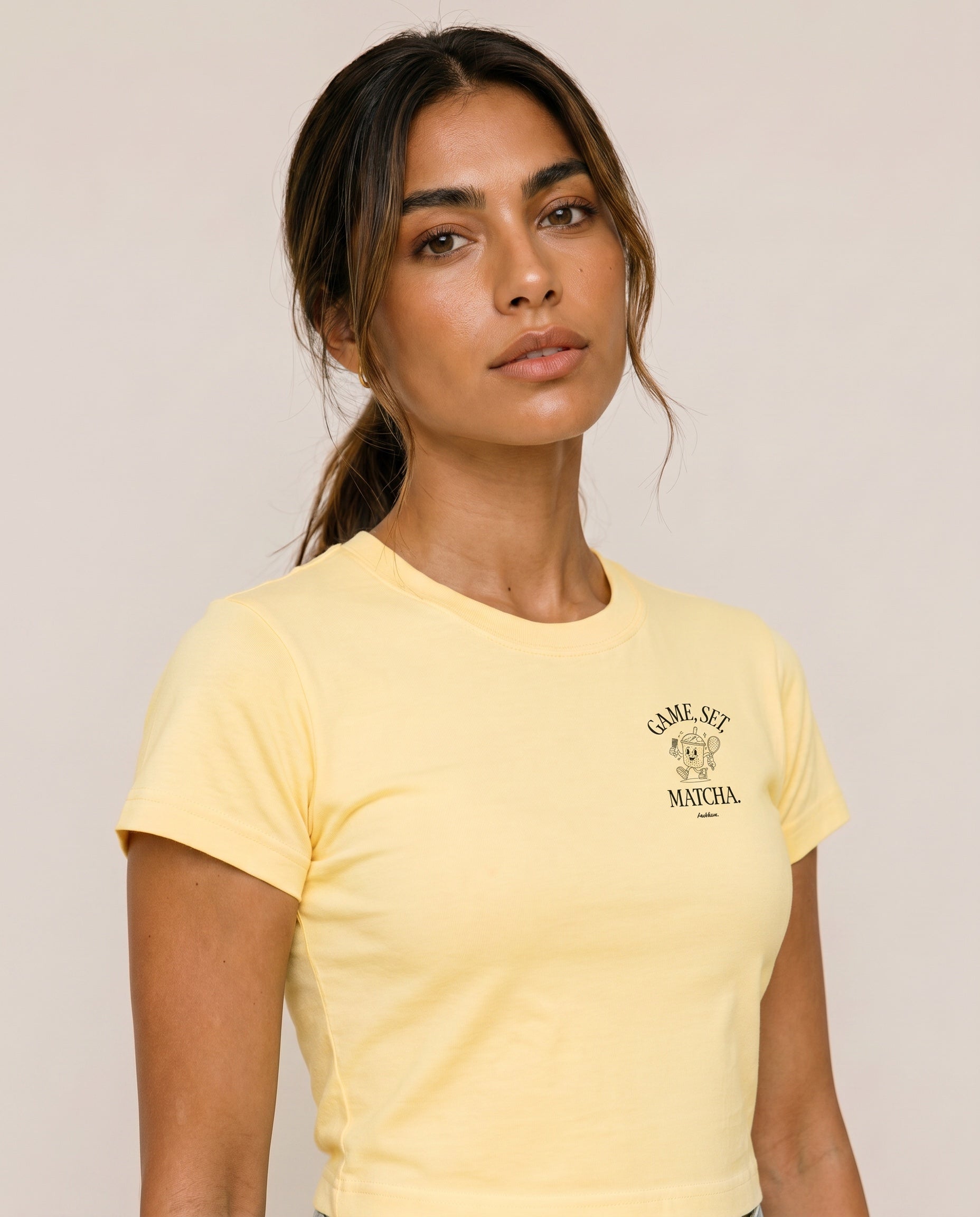 Game, Set, Matcha Crewneck T-Shirt - Yellow