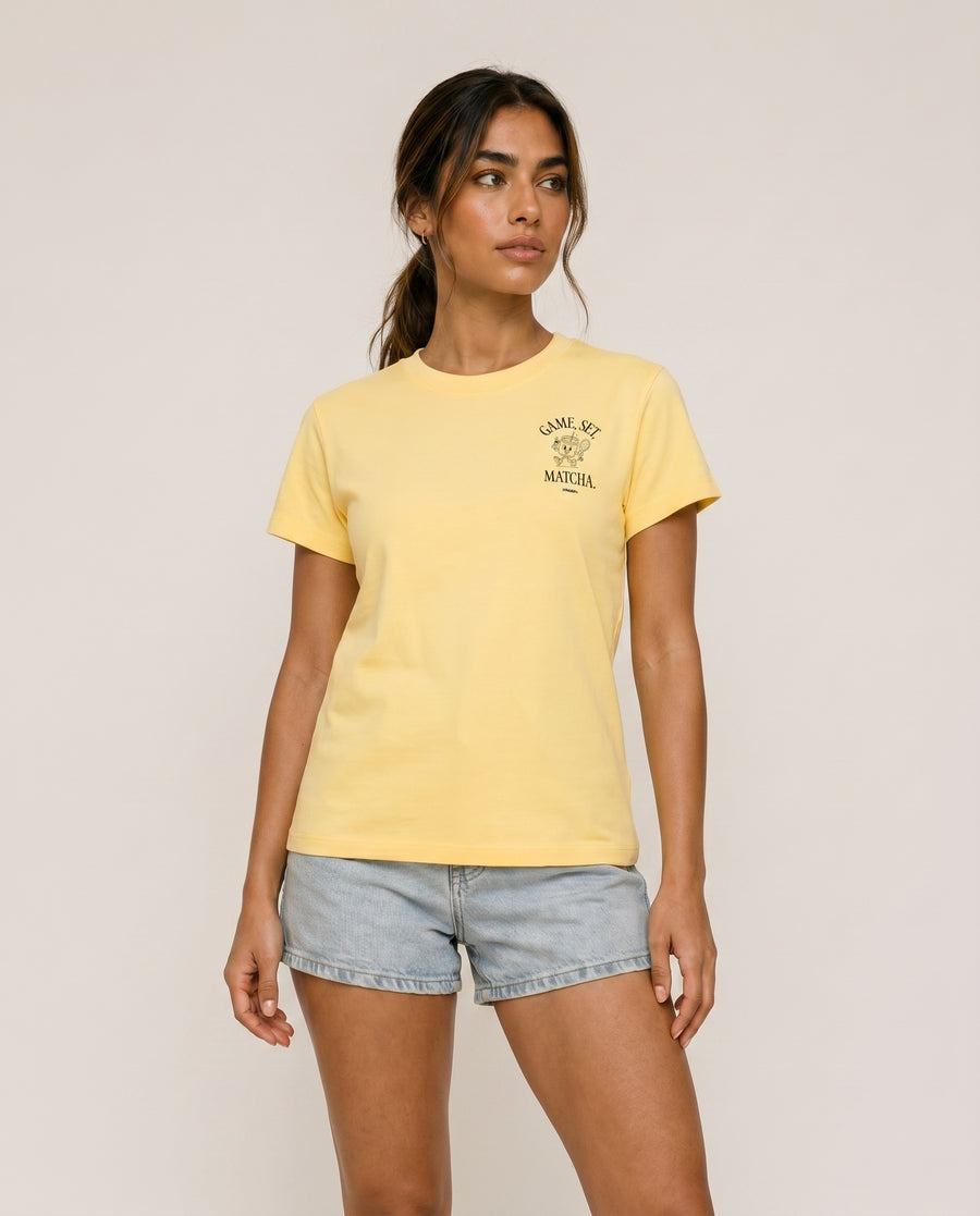 Game, Set, Matcha Crewneck T-Shirt - Yellow