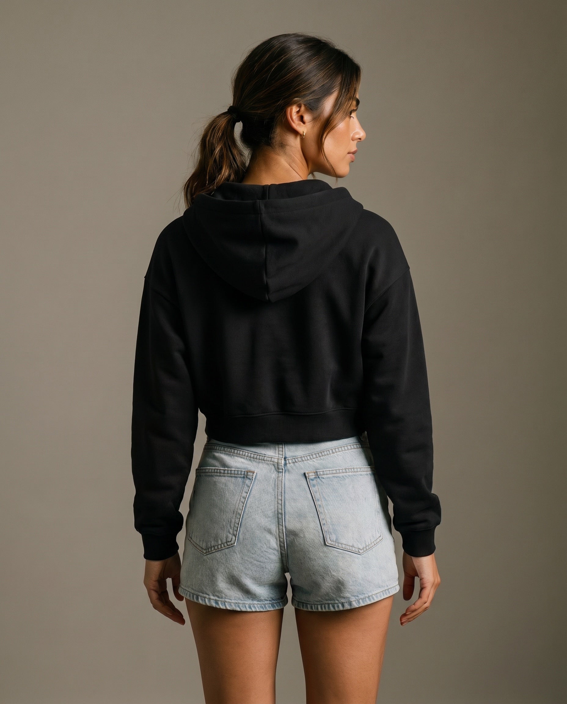 Game, Set, Matcha Cropped Hoodie - Black