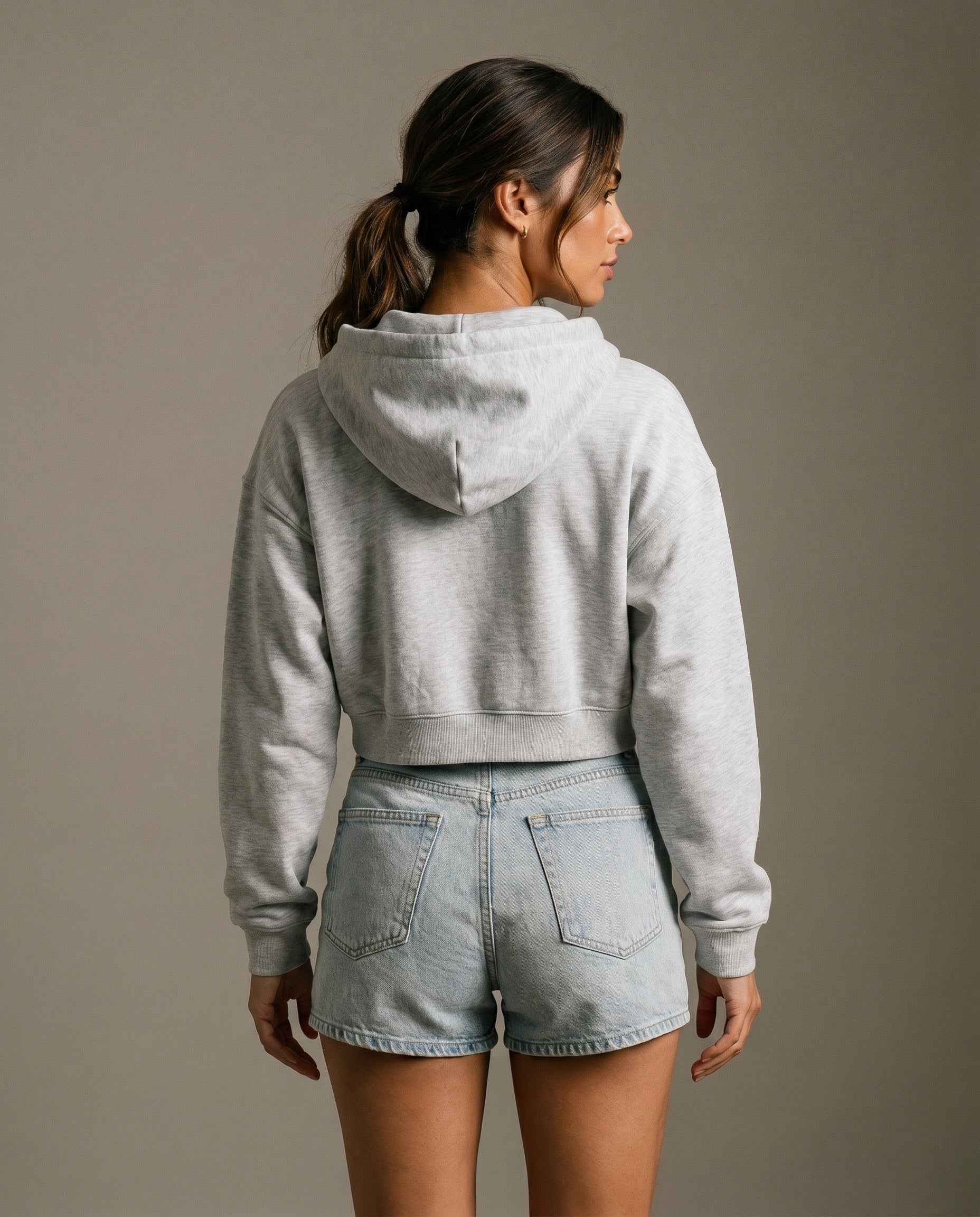 Game, Set, Matcha Cropped Hoodie - Flower Gray