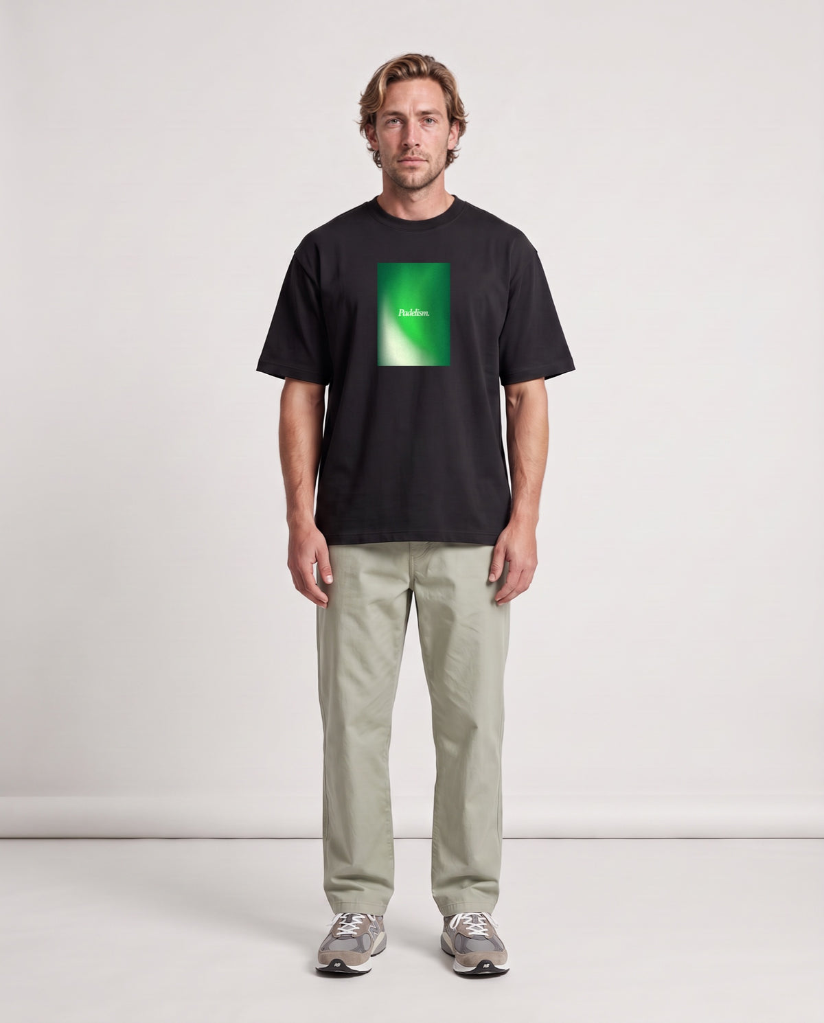 Gradient2 - Heavyweight T-Shirt in Black, worn on model, man, front