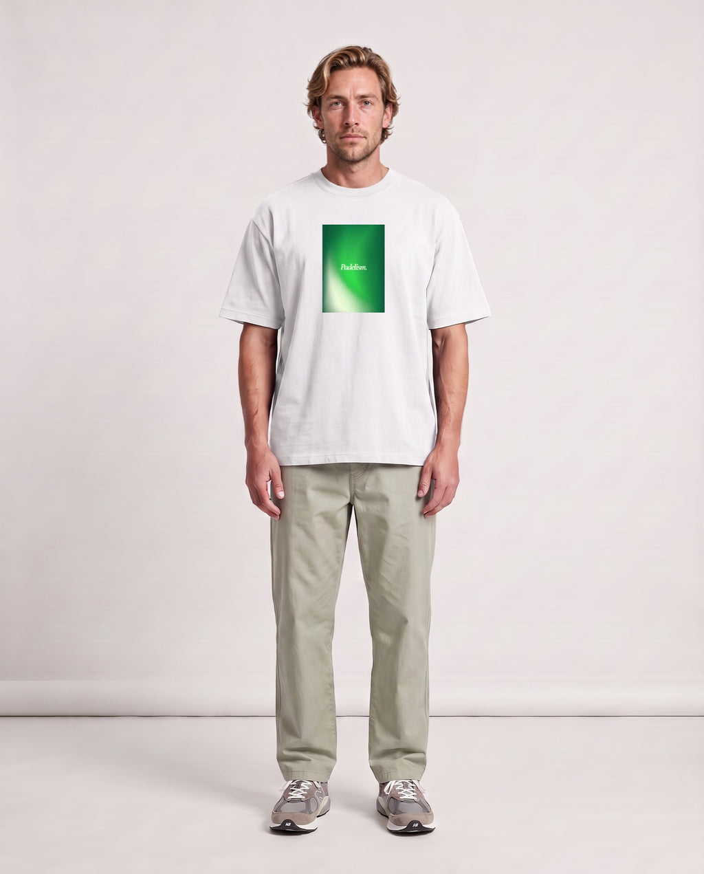 Gradient2 - Heavyweight T-Shirt in White, worn on model, man, front