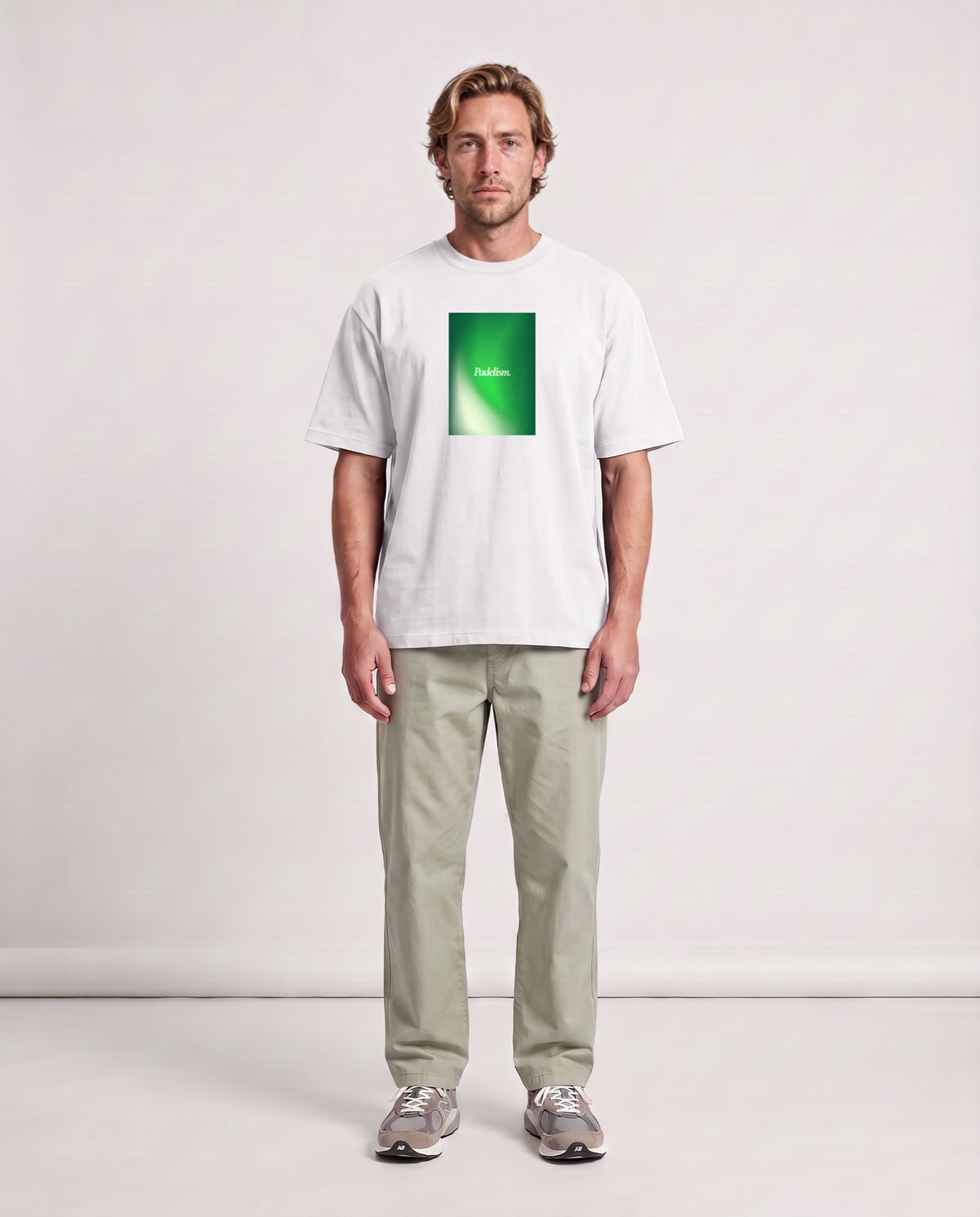 Gradient2 - Heavyweight T-Shirt in White, worn on model, man, front