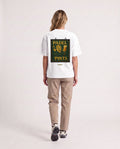 Swing Sign - Heavyweight T-Shirt in White, worn on model, woman, back walk