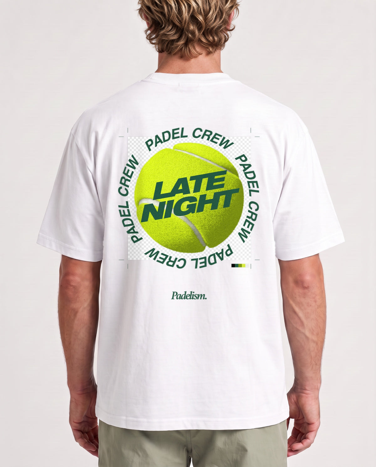 PNG - Heavyweight T-Shirt in White, worn on model, man, back close
