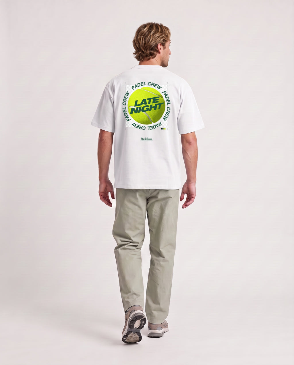 PNG - Heavyweight T-Shirt in White, worn on model, man, back walk