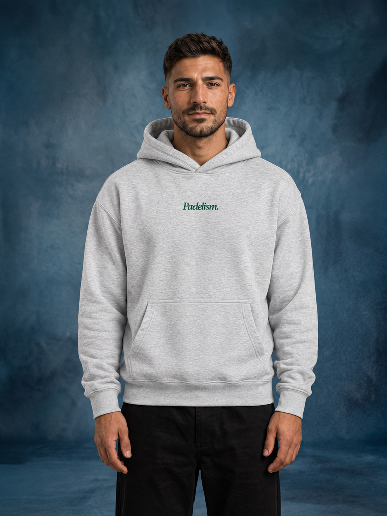 Padelism Mk1 - Box Hoodie in Flower Gray — male model, front