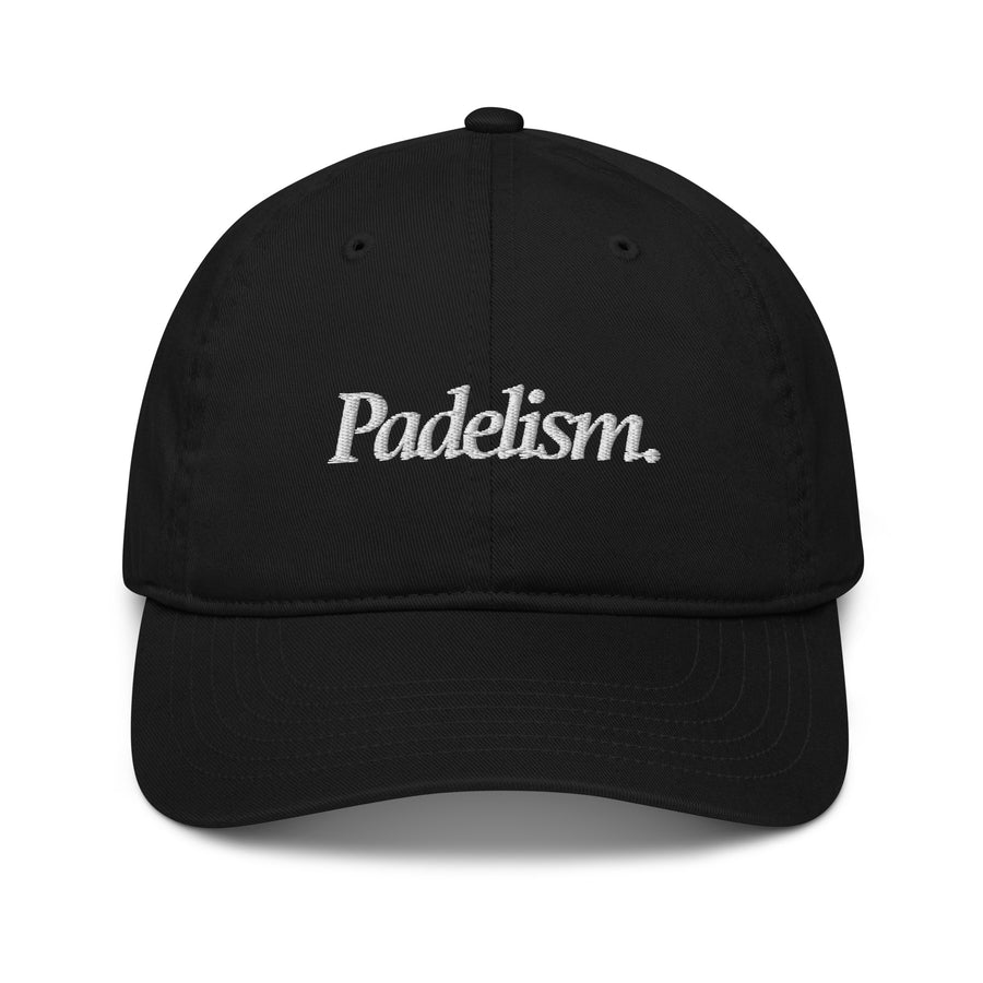 Padelism Organic dad hat in Black — relaxed fit padel hat with Padelism logo