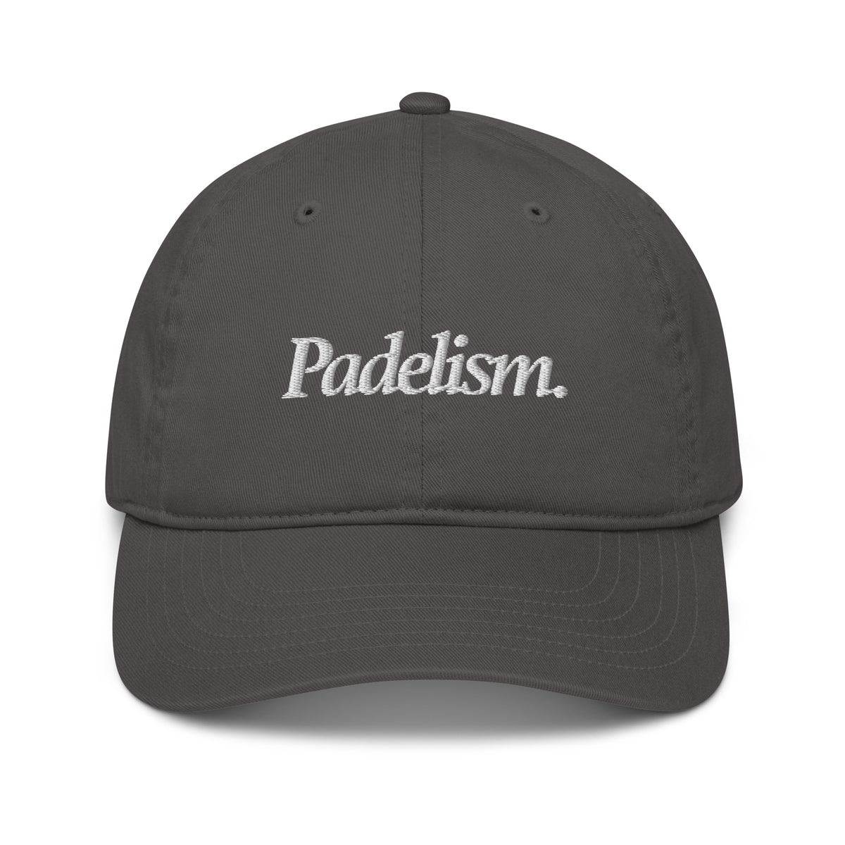 Padelism Organic dad hat in Charcoal — relaxed fit padel hat with Padelism logo