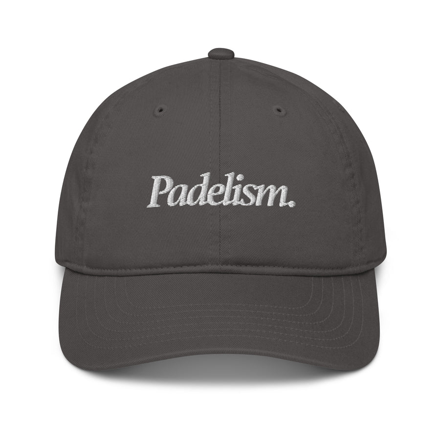 Padelism Organic dad hat in Charcoal — relaxed fit padel hat with Padelism logo