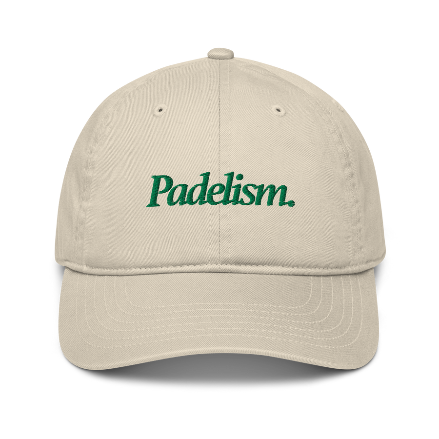 Padelism Organic dad hat in Oyster — relaxed fit padel hat with Padelism logo