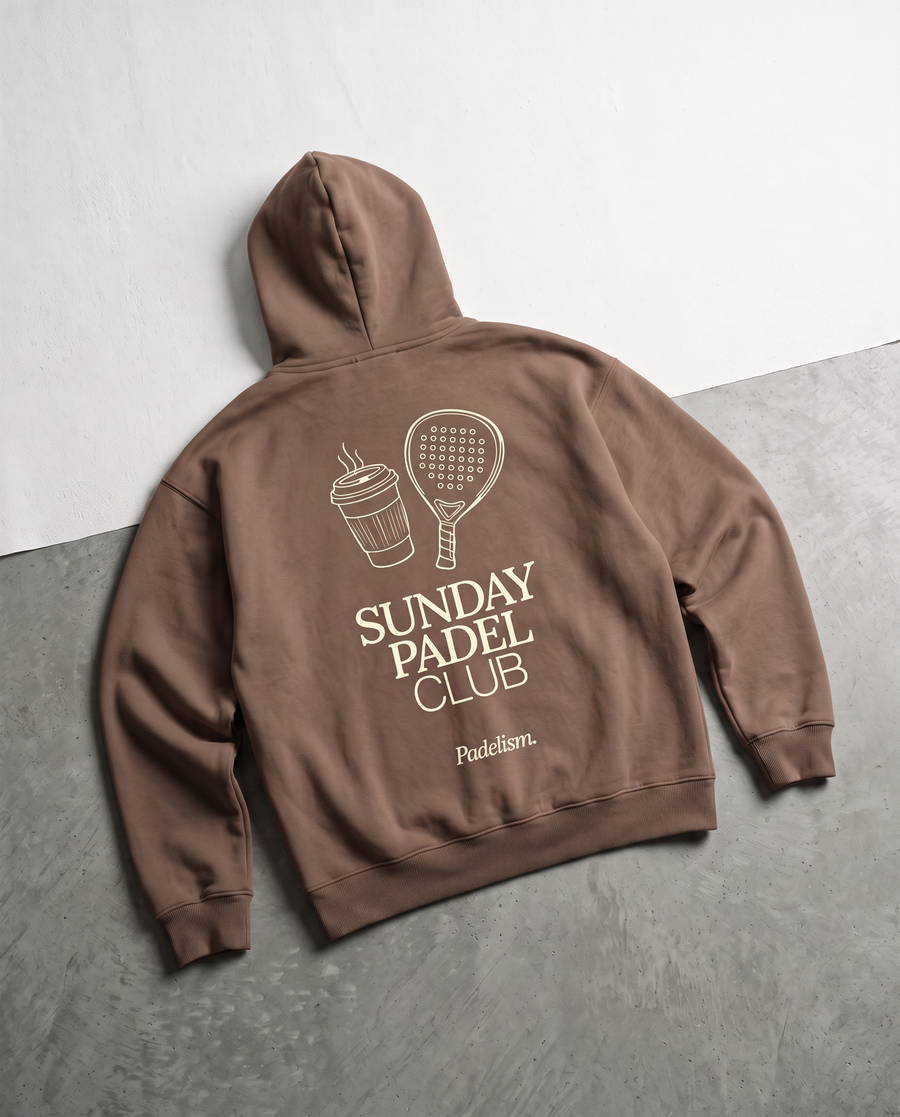Sunday Padel Club Hoodie in Brown — detail, flat lay back print