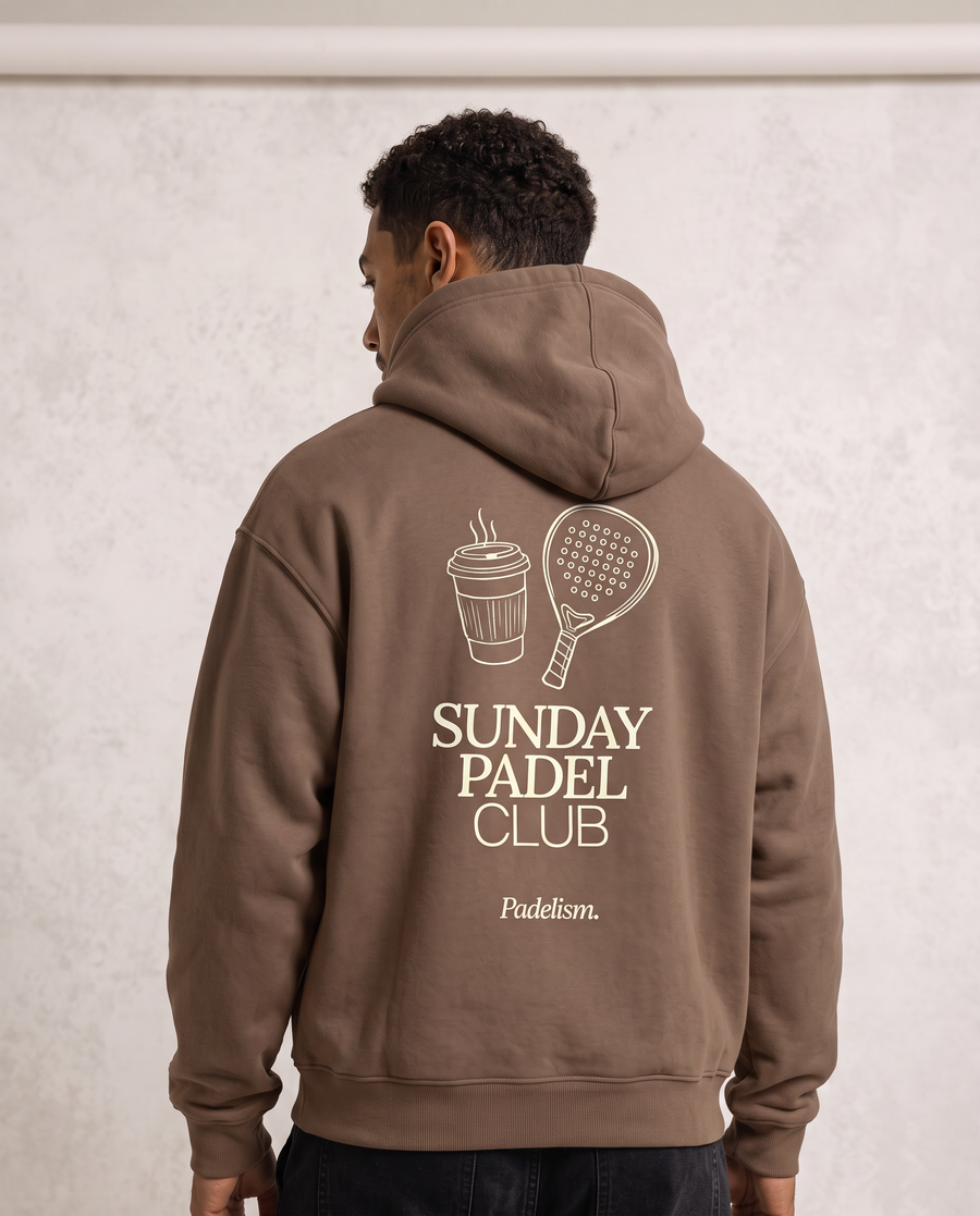 Sunday Padel Club Hoodie in Brown — male model, back detail