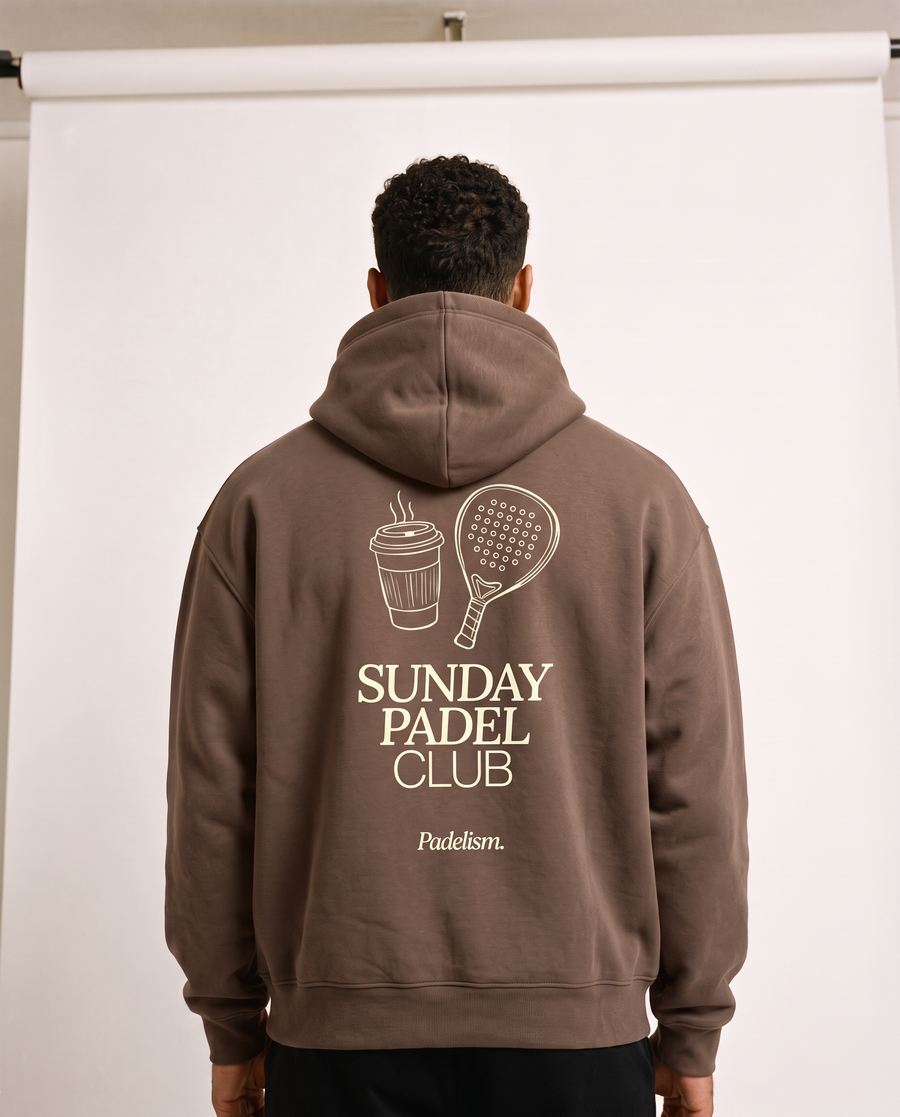 Sunday Padel Club Hoodie in Brown — male model, back print