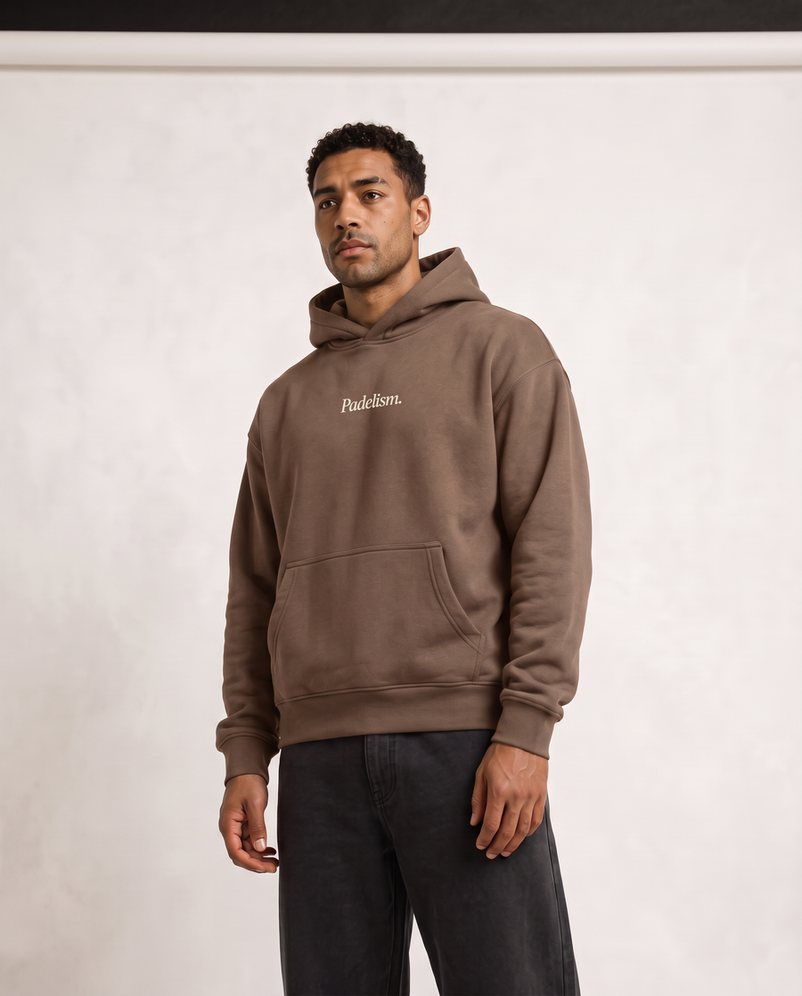 Sunday Padel Club Hoodie in Brown — male model, front