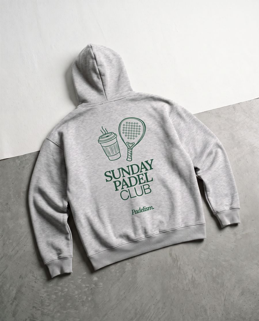 Sunday Padel Club Hoodie in Flower Gray — detail, flat lay back print