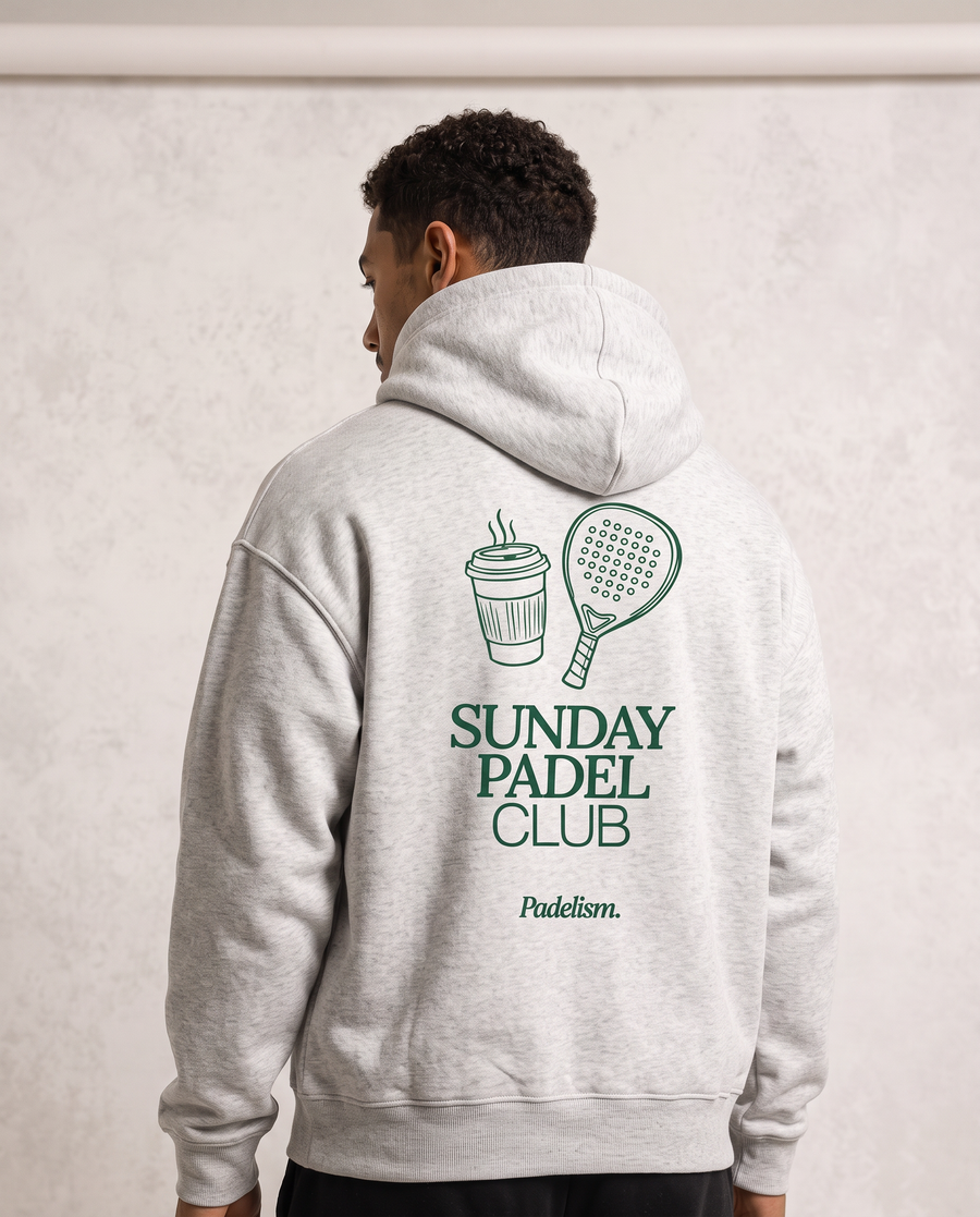 Sunday Padel Club Hoodie in Flower Gray — male model, back detail