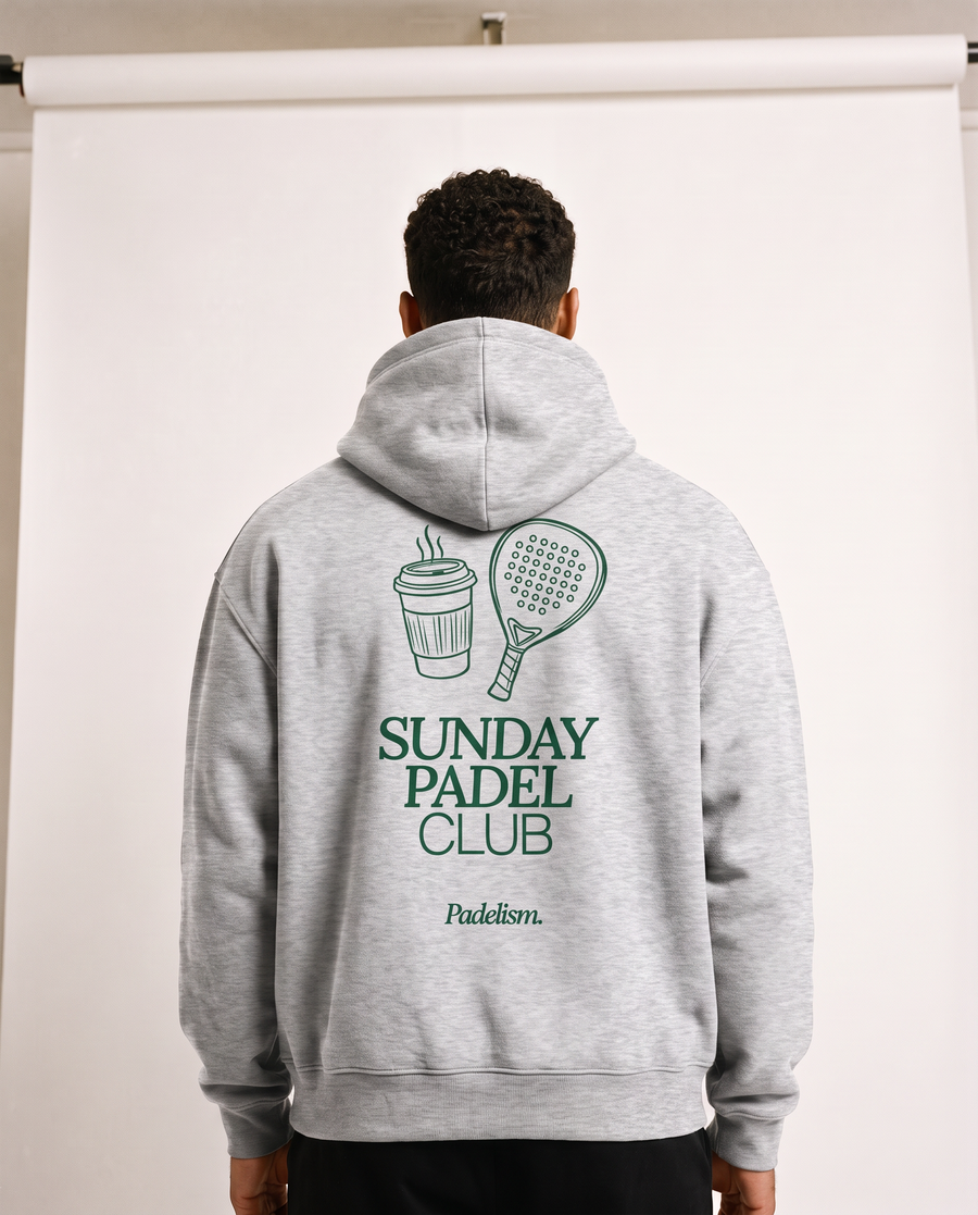 Sunday Padel Club Hoodie in Flower Gray — male model, back print