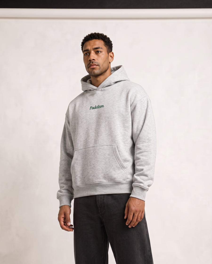Sunday Padel Club Hoodie in Flower Gray — male model, front